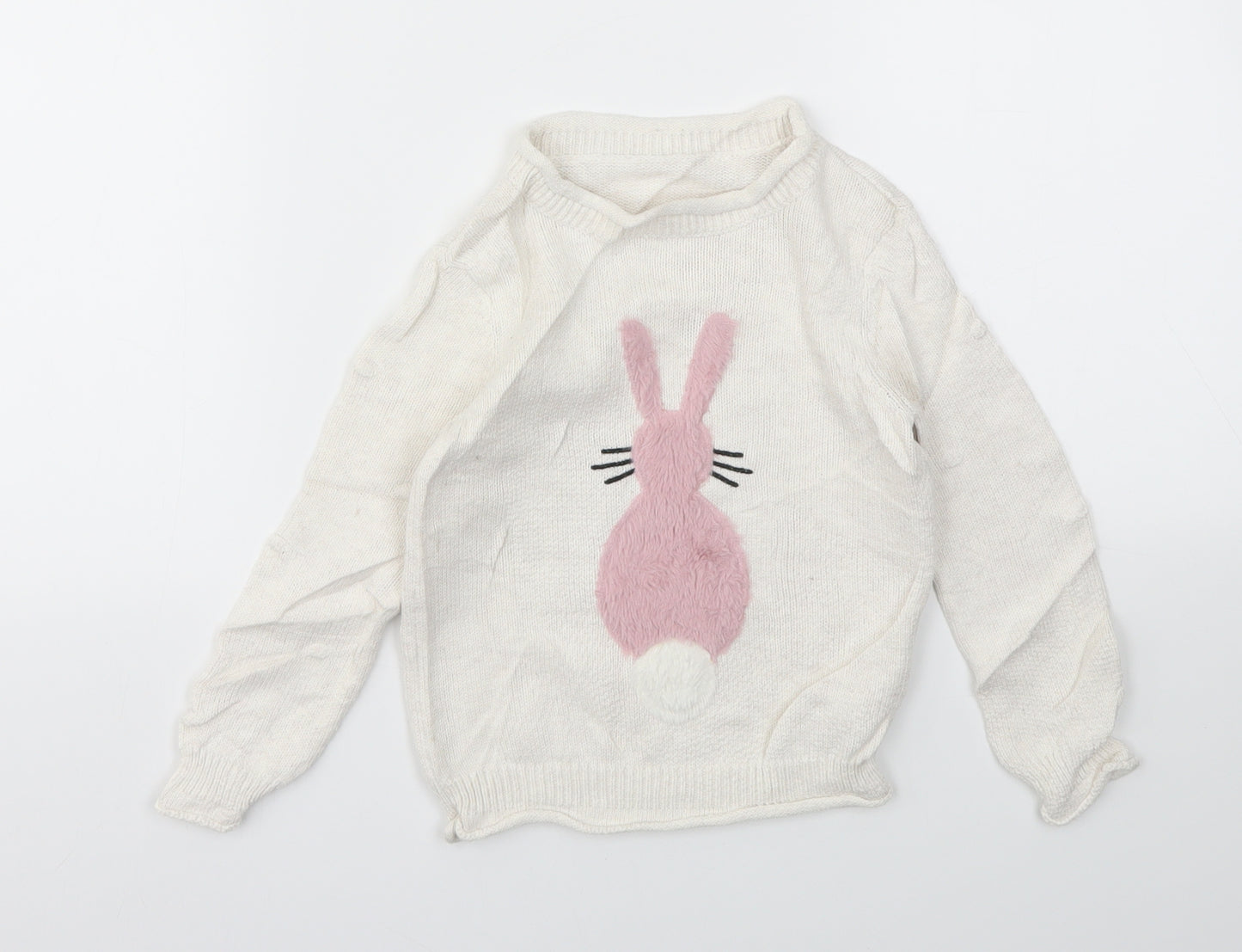 Nutmeg Girls Ivory Argyle/Diamond  Pullover Jumper Size 3-4 Years