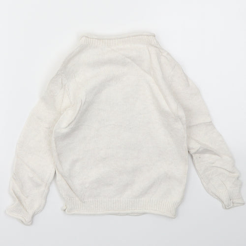 Nutmeg Girls Ivory Argyle/Diamond  Pullover Jumper Size 3-4 Years