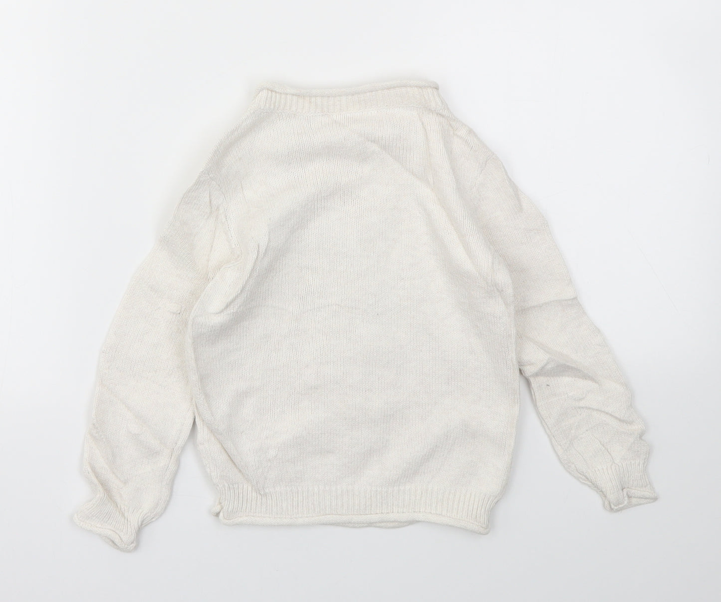 Nutmeg Girls Ivory Argyle/Diamond  Pullover Jumper Size 3-4 Years