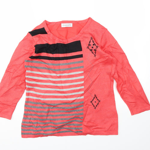 Chianti Womens Pink Striped  Basic T-Shirt Size S
