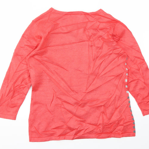Chianti Womens Pink Striped  Basic T-Shirt Size S