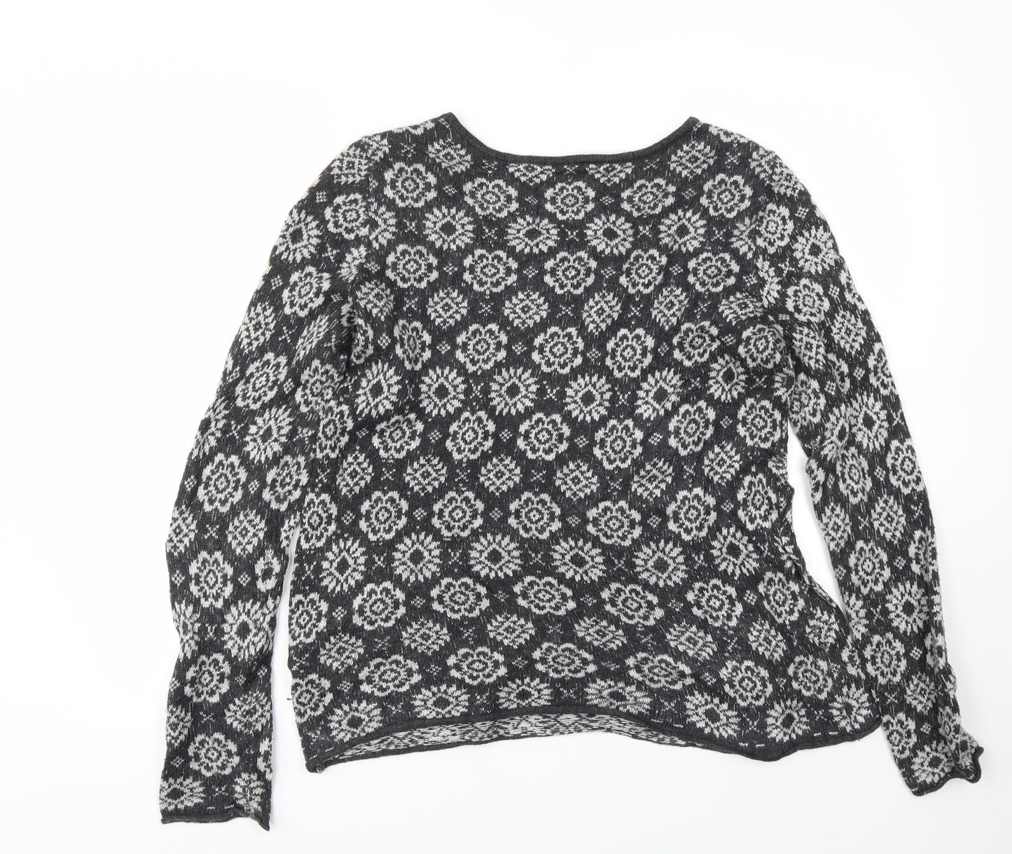 H&M Womens Grey Floral  Pullover Jumper Size M