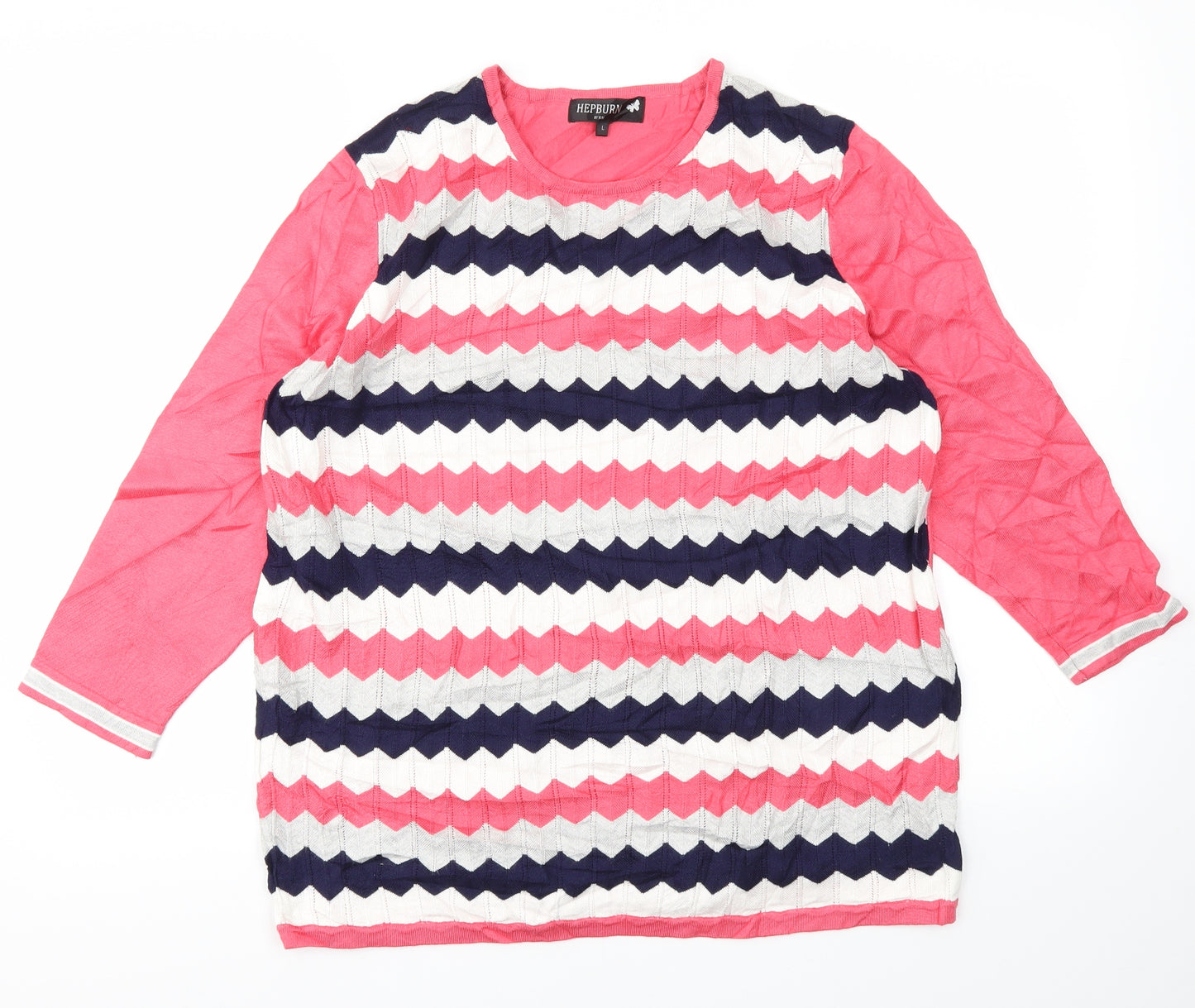 HEP BURN Womens Multicoloured Argyle/Diamond  Basic T-Shirt Size L