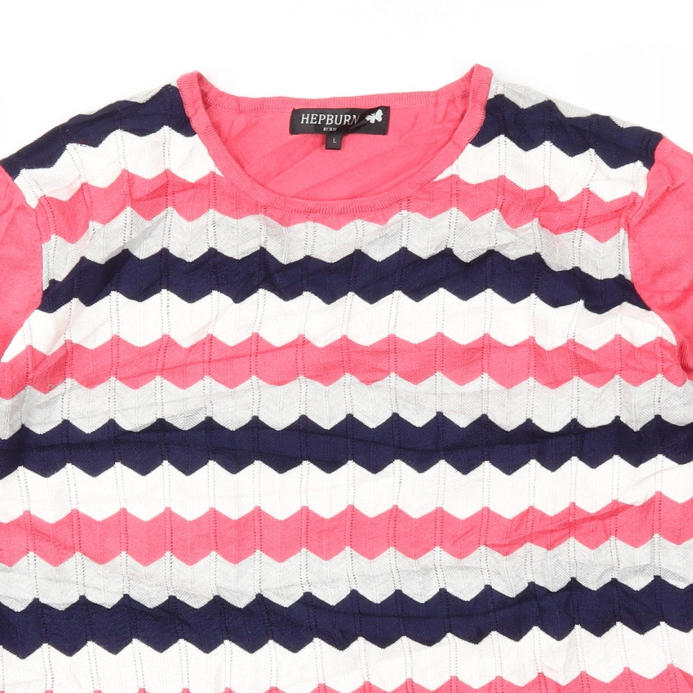 HEP BURN Womens Multicoloured Argyle/Diamond  Basic T-Shirt Size L