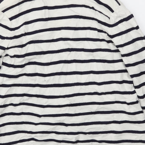 M&S Womens White Striped  Cardigan Jumper Size 14