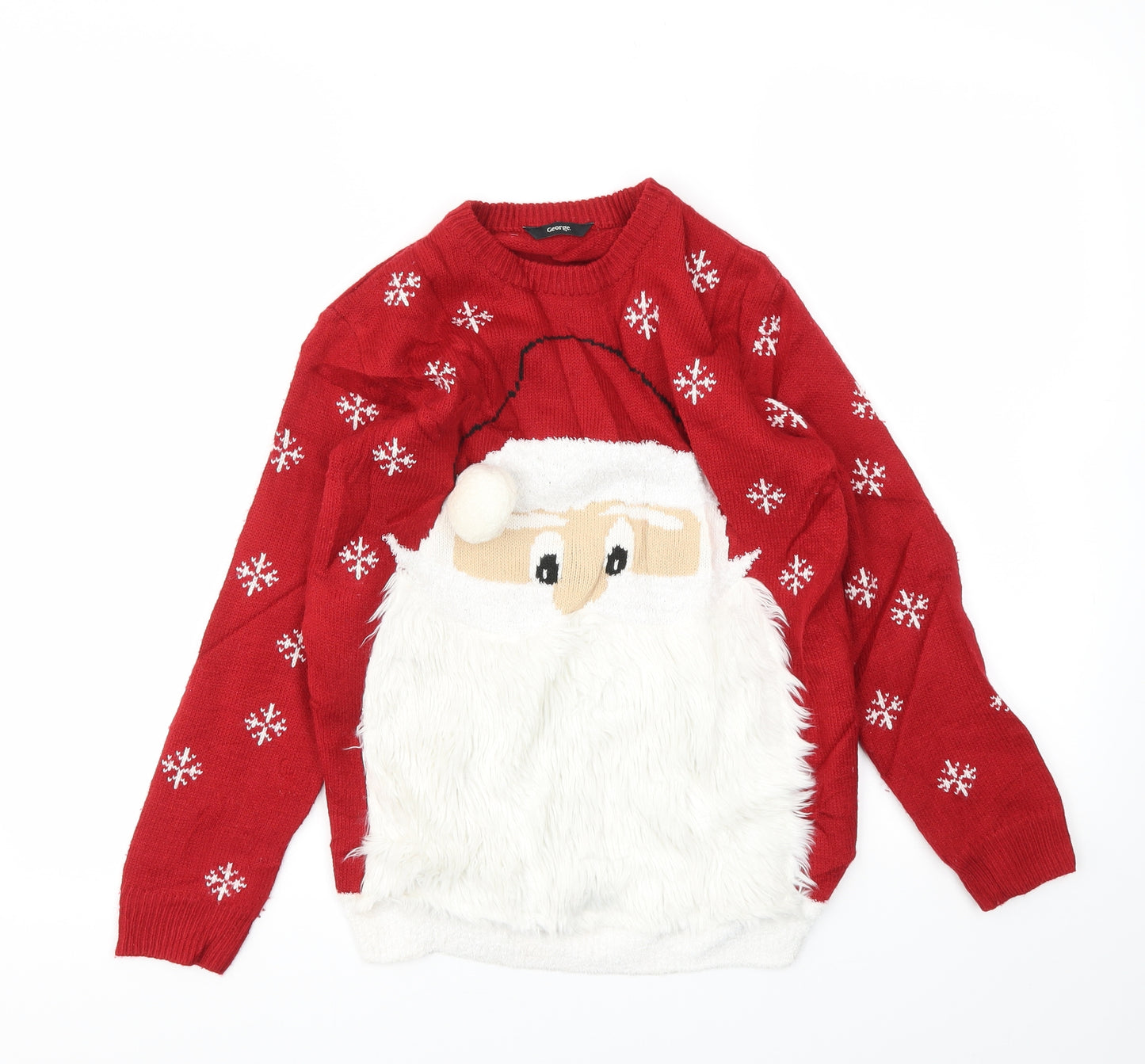George Boys Red   Pullover Jumper Size 10-11 Years  - Christmas