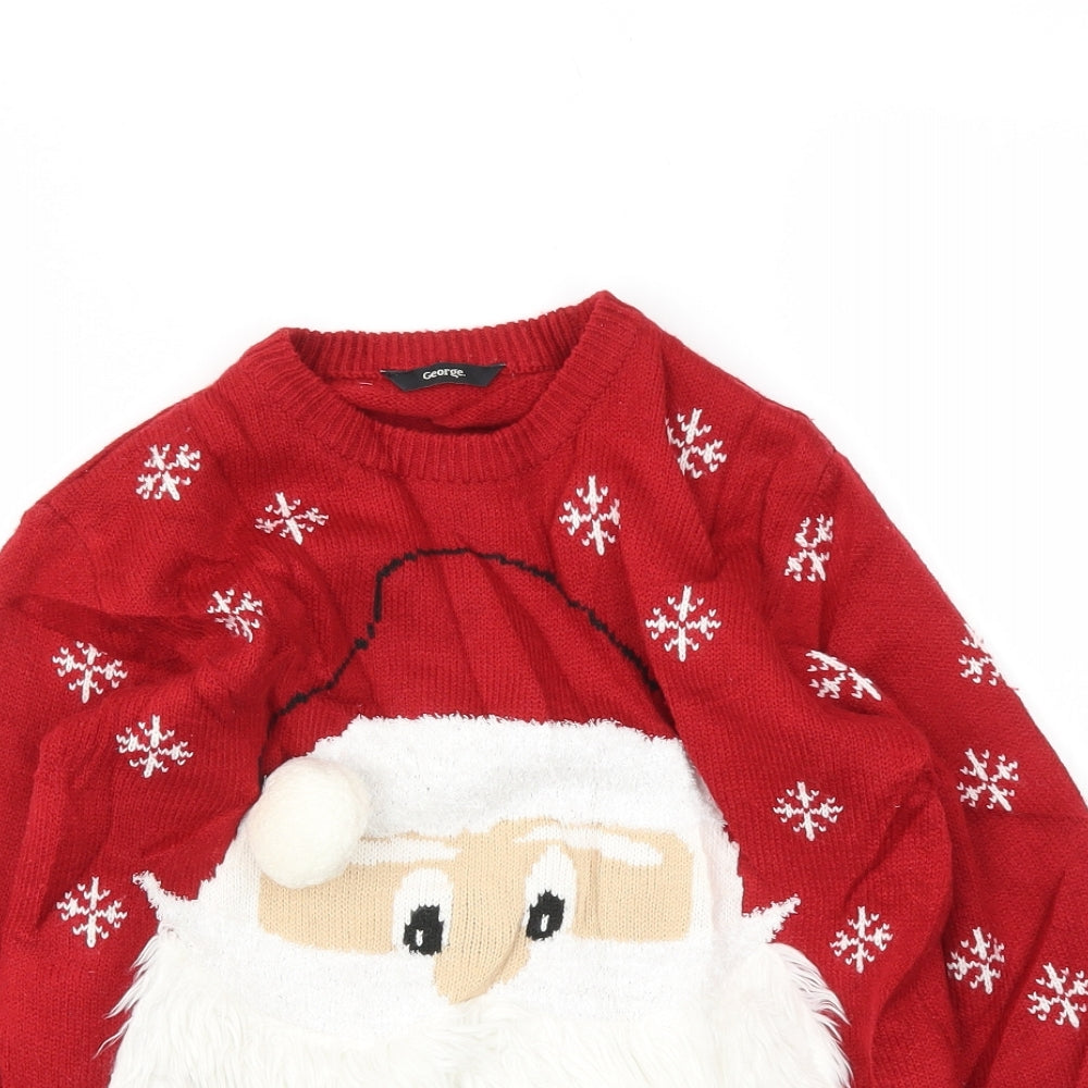 George Boys Red   Pullover Jumper Size 10-11 Years  - Christmas