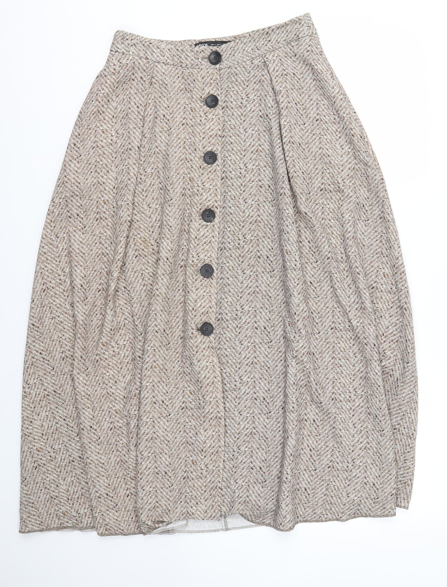Zara Womens Beige   Flare Skirt Size S