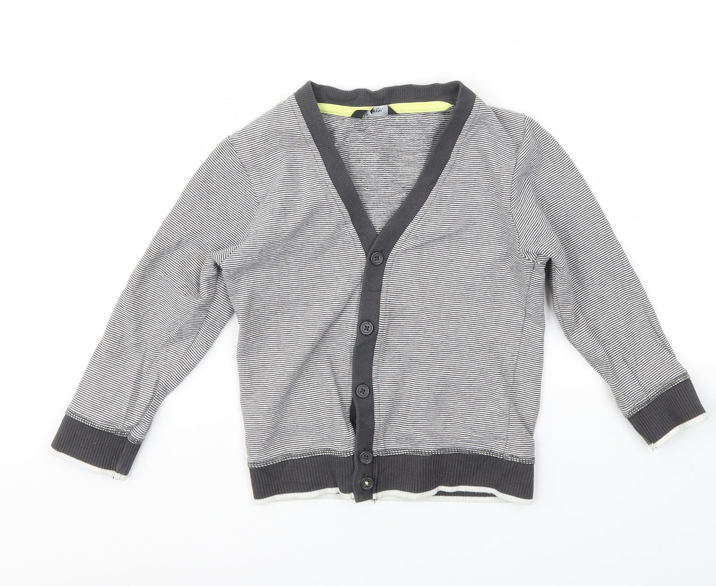 George Boys Grey Striped  Cardigan Jumper Size 4-5 Years