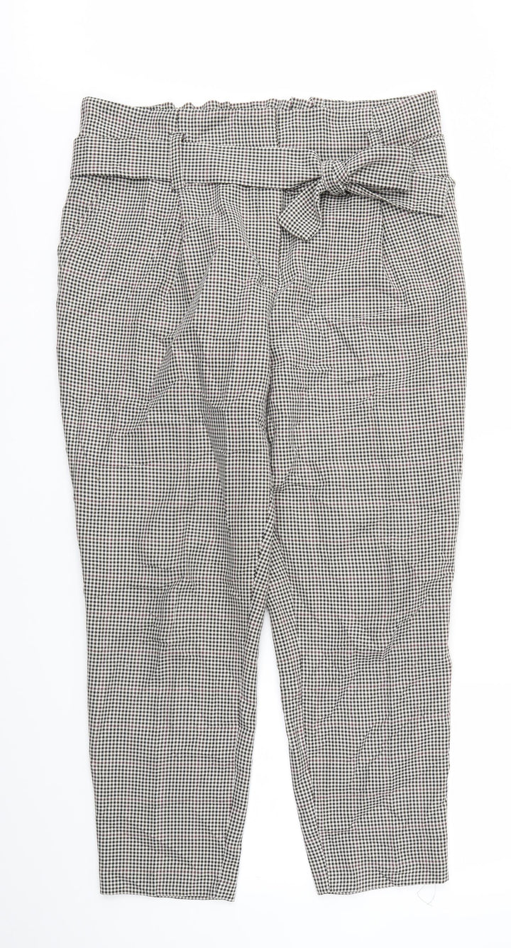 Dorothy Perkins Womens Grey Check Trousers Size 16 L28 in