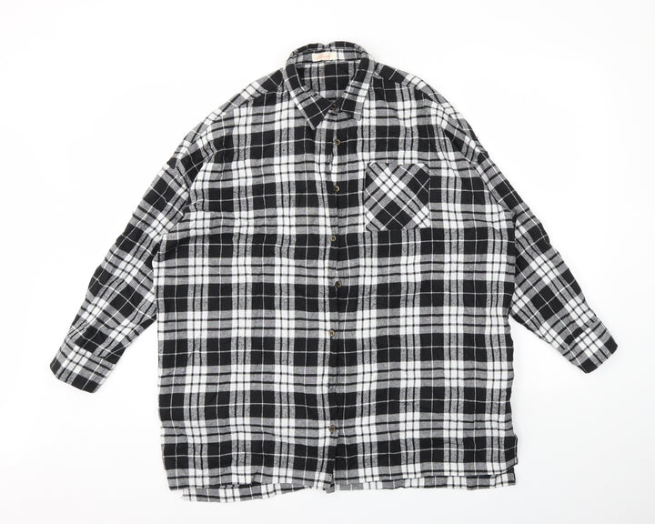 RISETTE Womens Black Check Basic Button-Up Size S