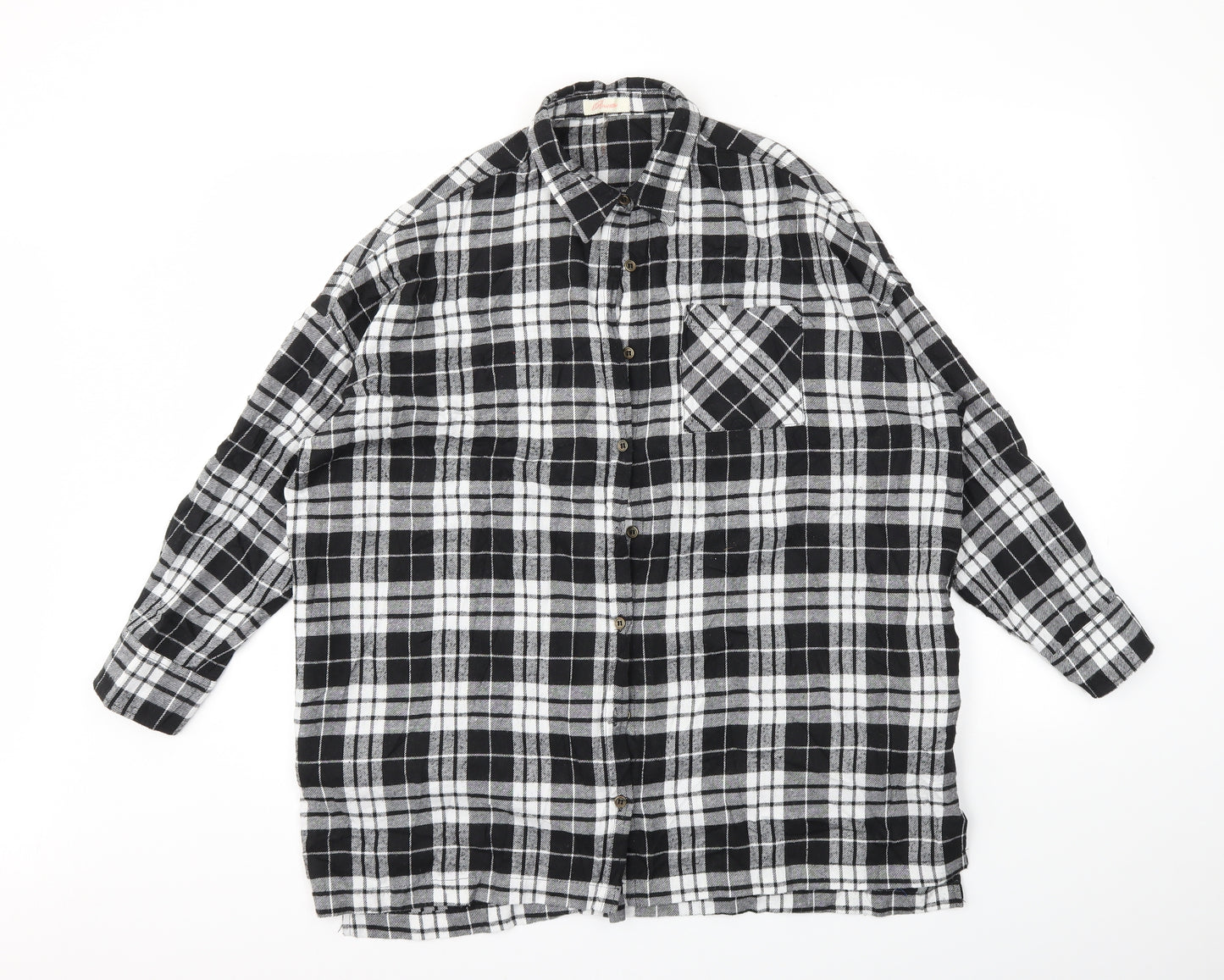 RISETTE Womens Black Check  Basic Button-Up Size S