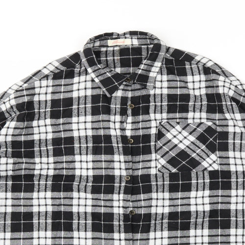 RISETTE Womens Black Check  Basic Button-Up Size S