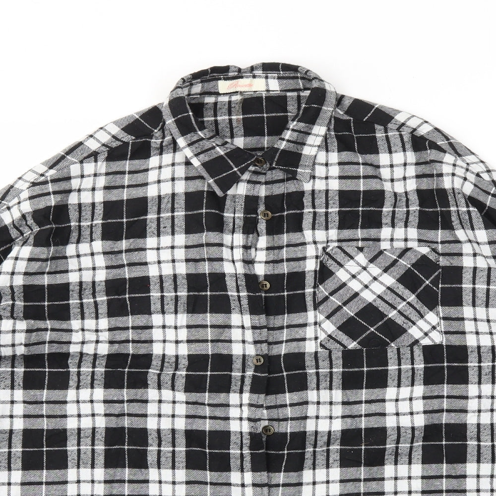 RISETTE Womens Black Check  Basic Button-Up Size S