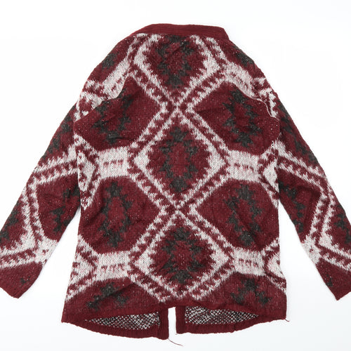 Primark Womens Red Argyle/Diamond  Cardigan Jumper Size XS