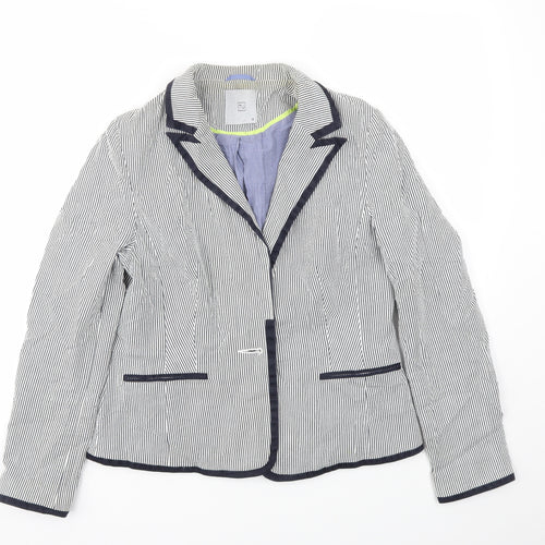 TU Womens Blue Striped  Jacket Blazer Size 12