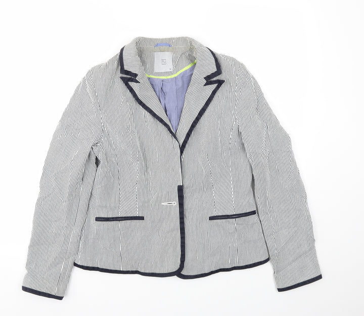 TU Womens Blue Striped  Jacket Blazer Size 12