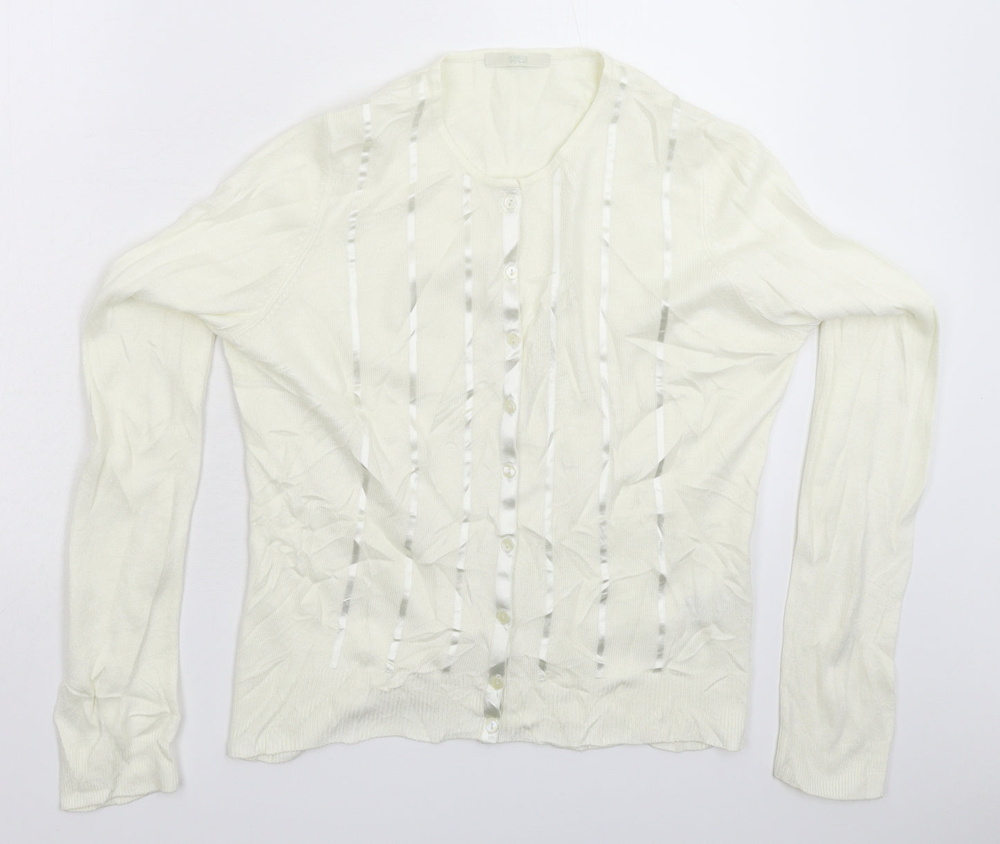 Marks and Spencer Womens White  Knit Cardigan Jumper Size 12
