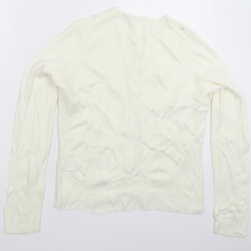 Marks and Spencer Womens White  Knit Cardigan Jumper Size 12