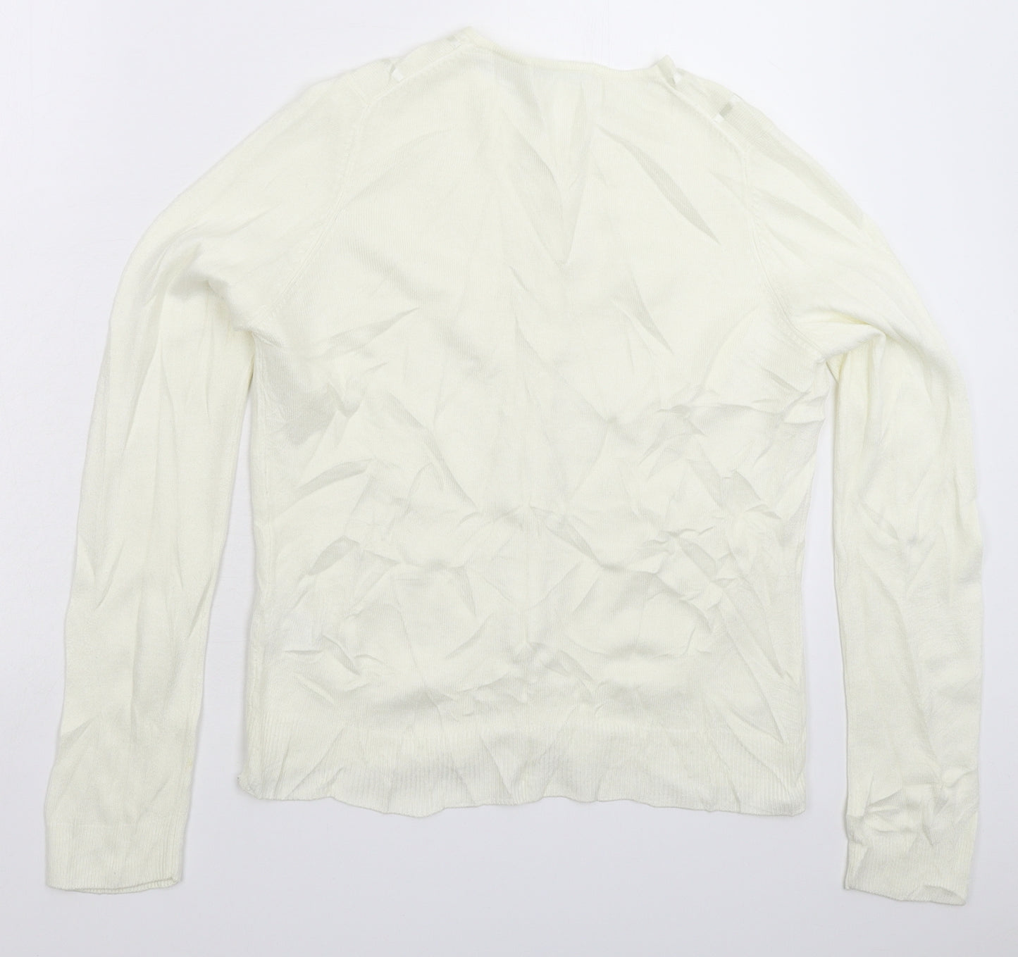Marks and Spencer Womens White  Knit Cardigan Jumper Size 12
