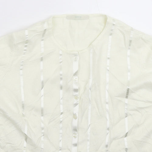 Marks and Spencer Womens White  Knit Cardigan Jumper Size 12