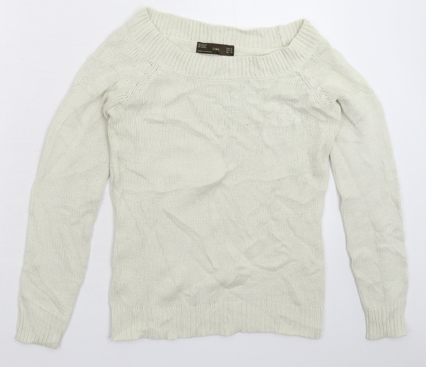 Zara Womens White  Knit Pullover Jumper Size S