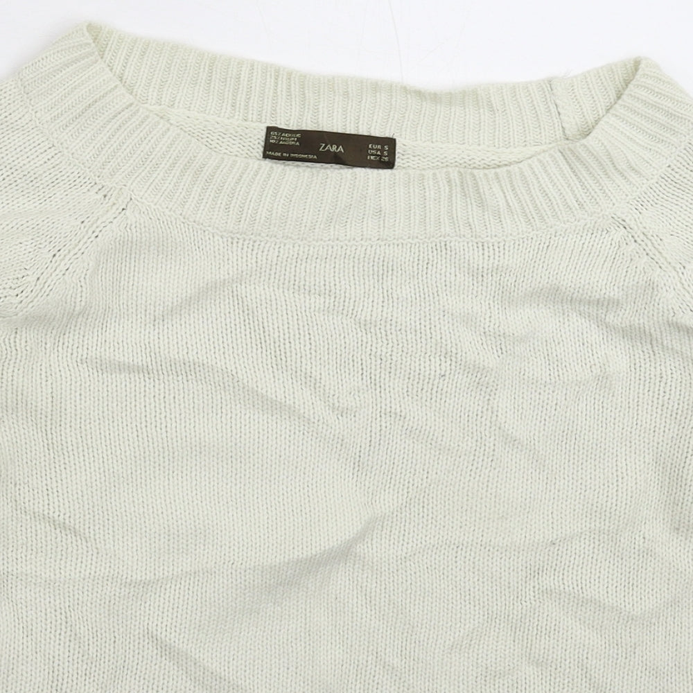 Zara Womens White  Knit Pullover Jumper Size S