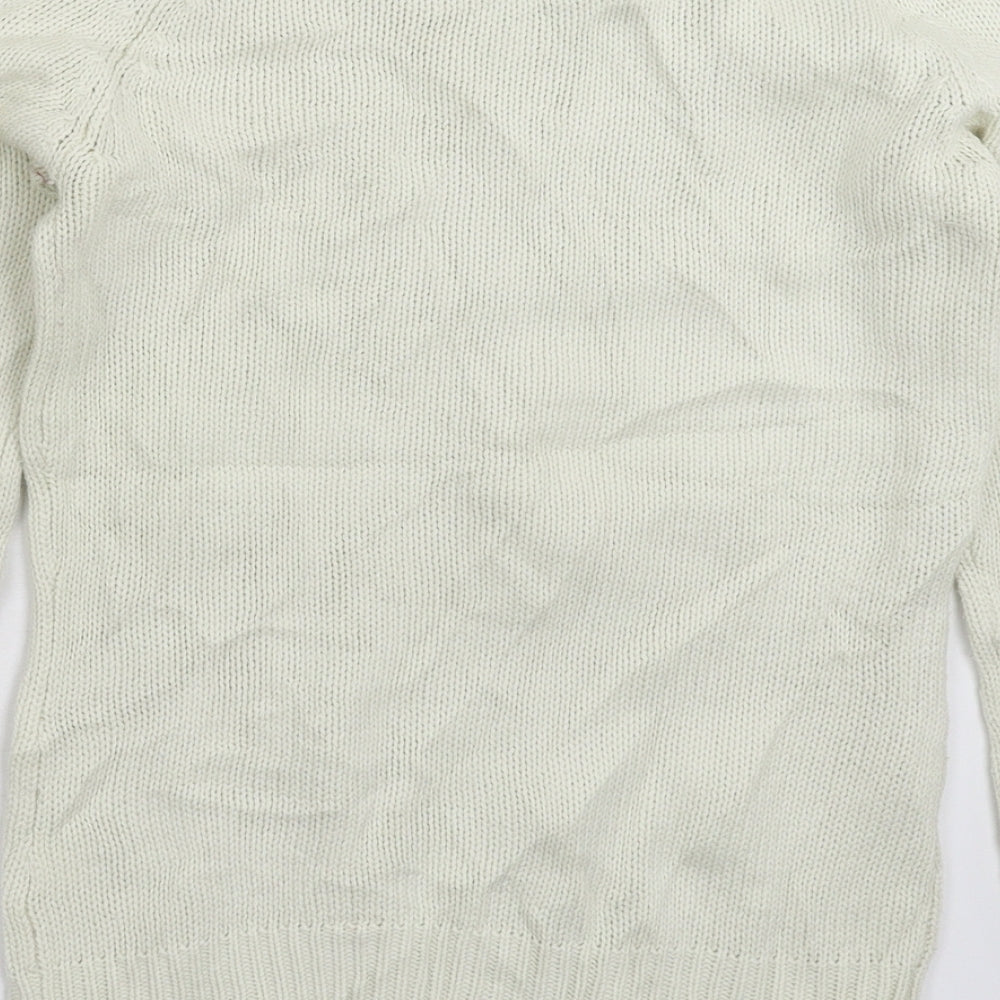 Zara Womens White  Knit Pullover Jumper Size S