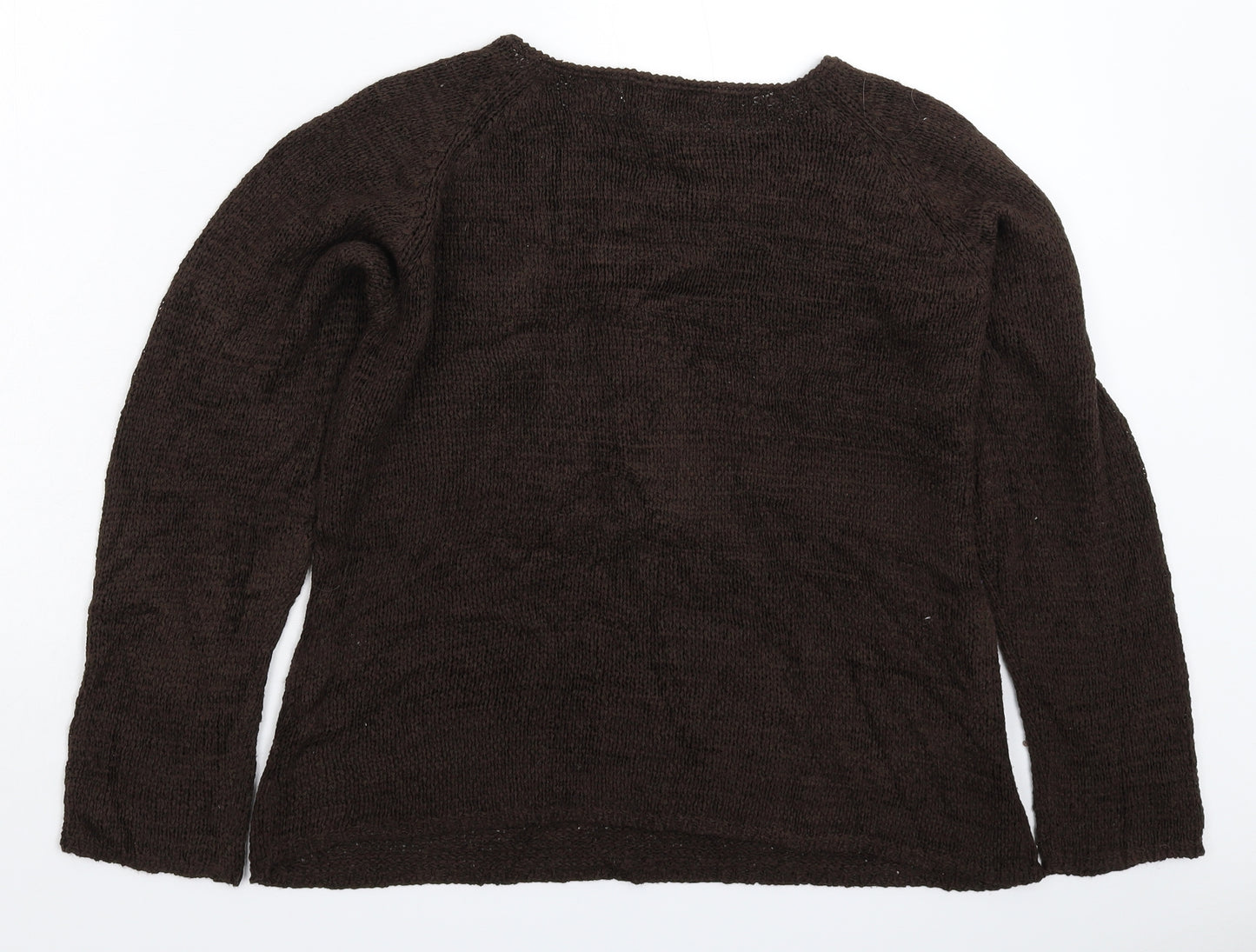 EWM Womens Grey Floral Knit Pullover Jumper Size XL