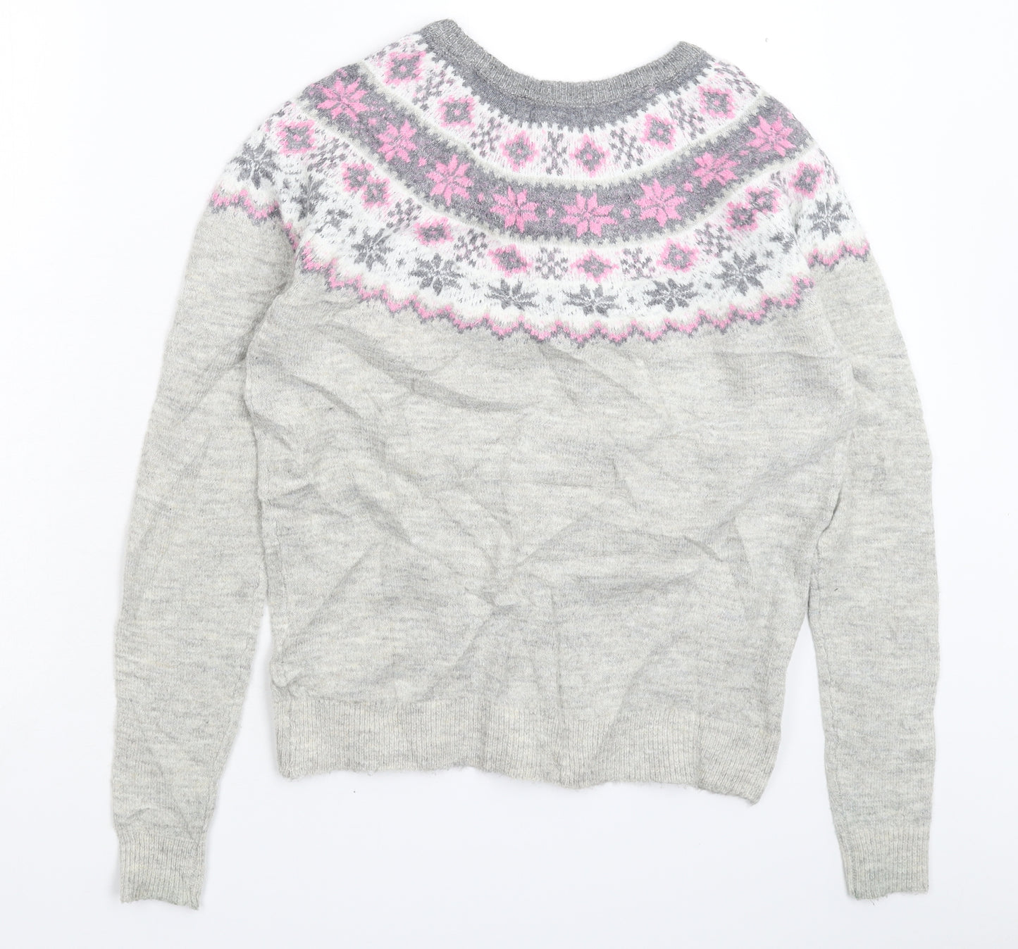 Primark Womens Grey Geometric Knit Pullover Jumper Size 8