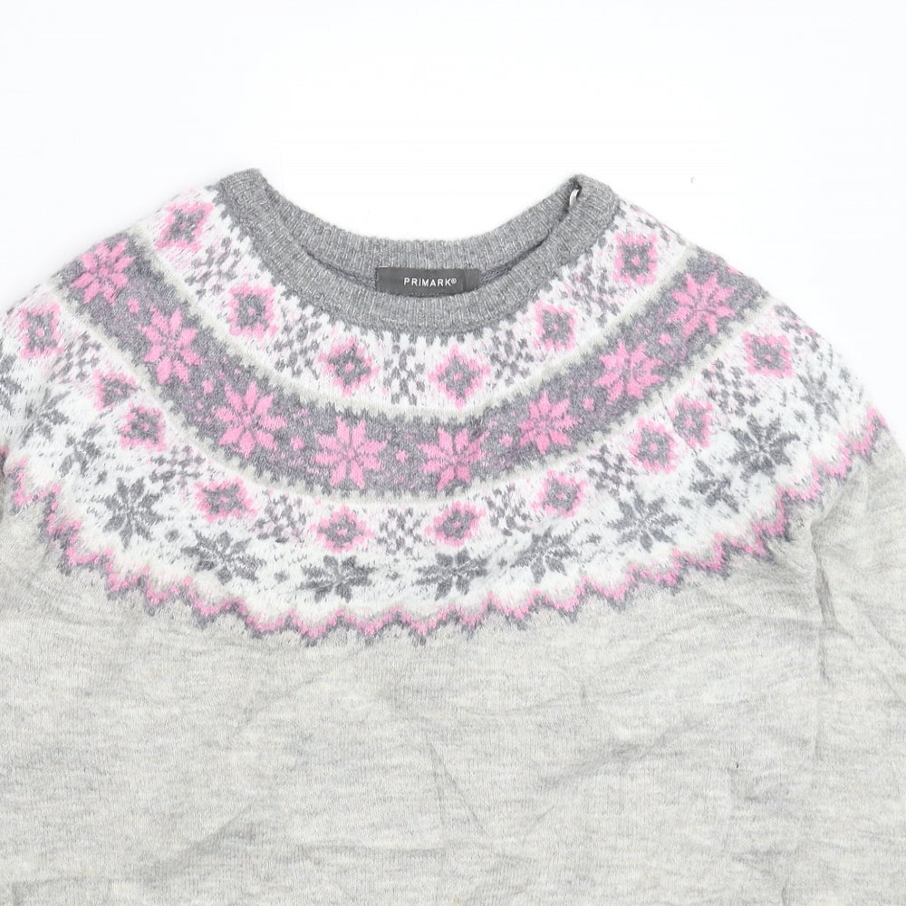 Primark Womens Grey Geometric Knit Pullover Jumper Size 8