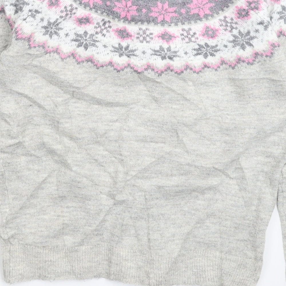 Primark Womens Grey Geometric Knit Pullover Jumper Size 8
