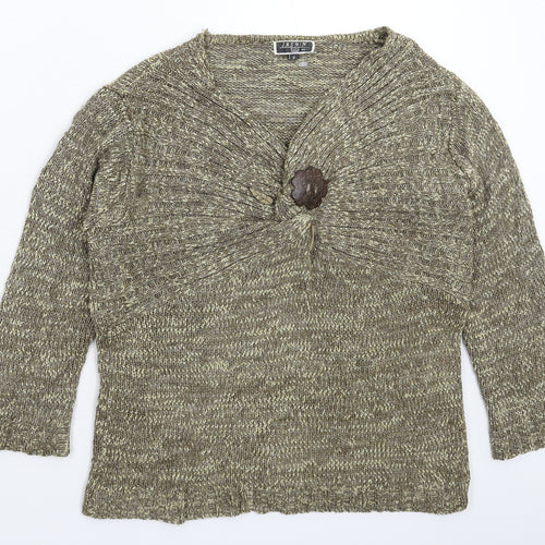 Jasmin Womens Grey  Knit Pullover Jumper Size S