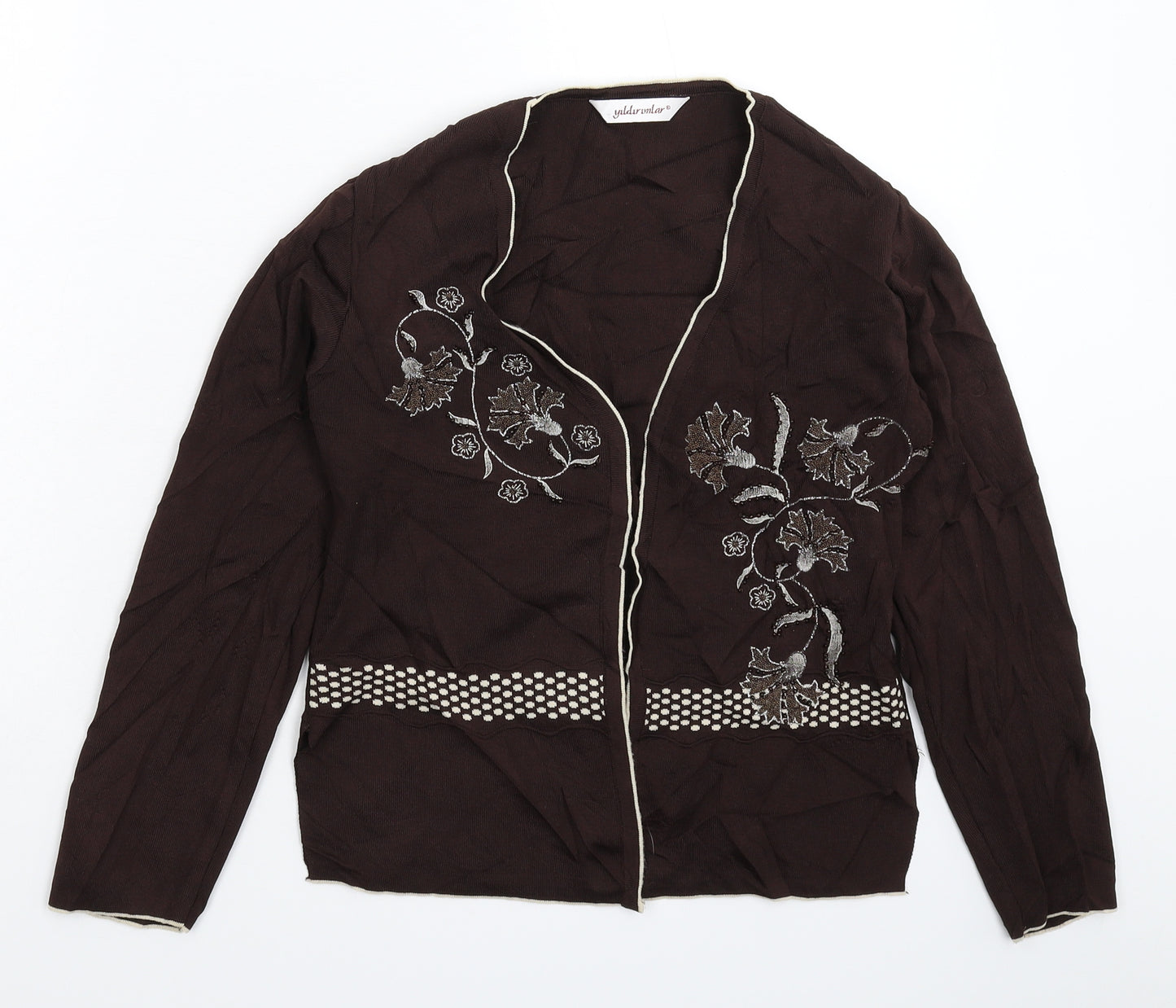 Yildirimlar Womens Grey Floral Knit Cardigan Jumper Size S