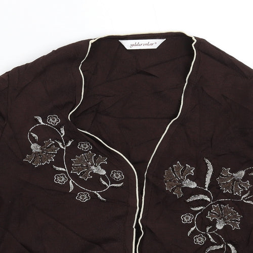 Yildirimlar Womens Grey Floral Knit Cardigan Jumper Size S