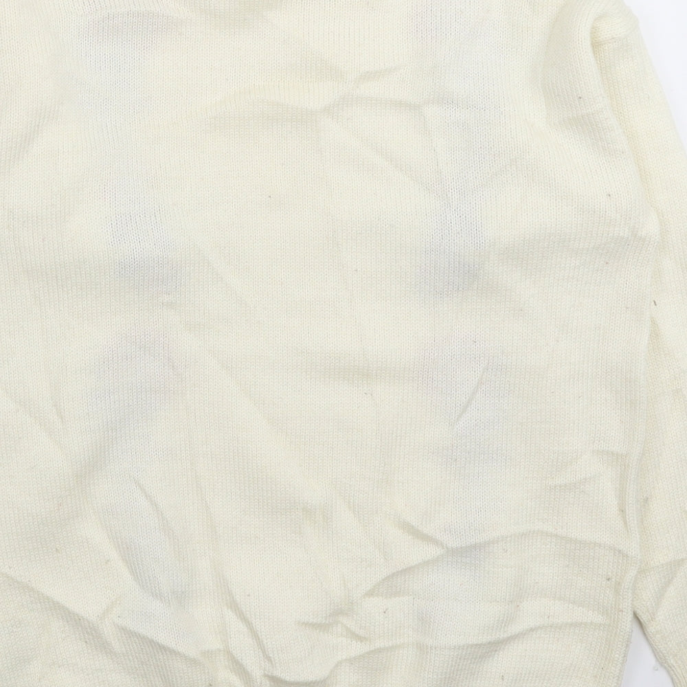 Tigi Womens White Floral Knit Pullover Jumper Size M