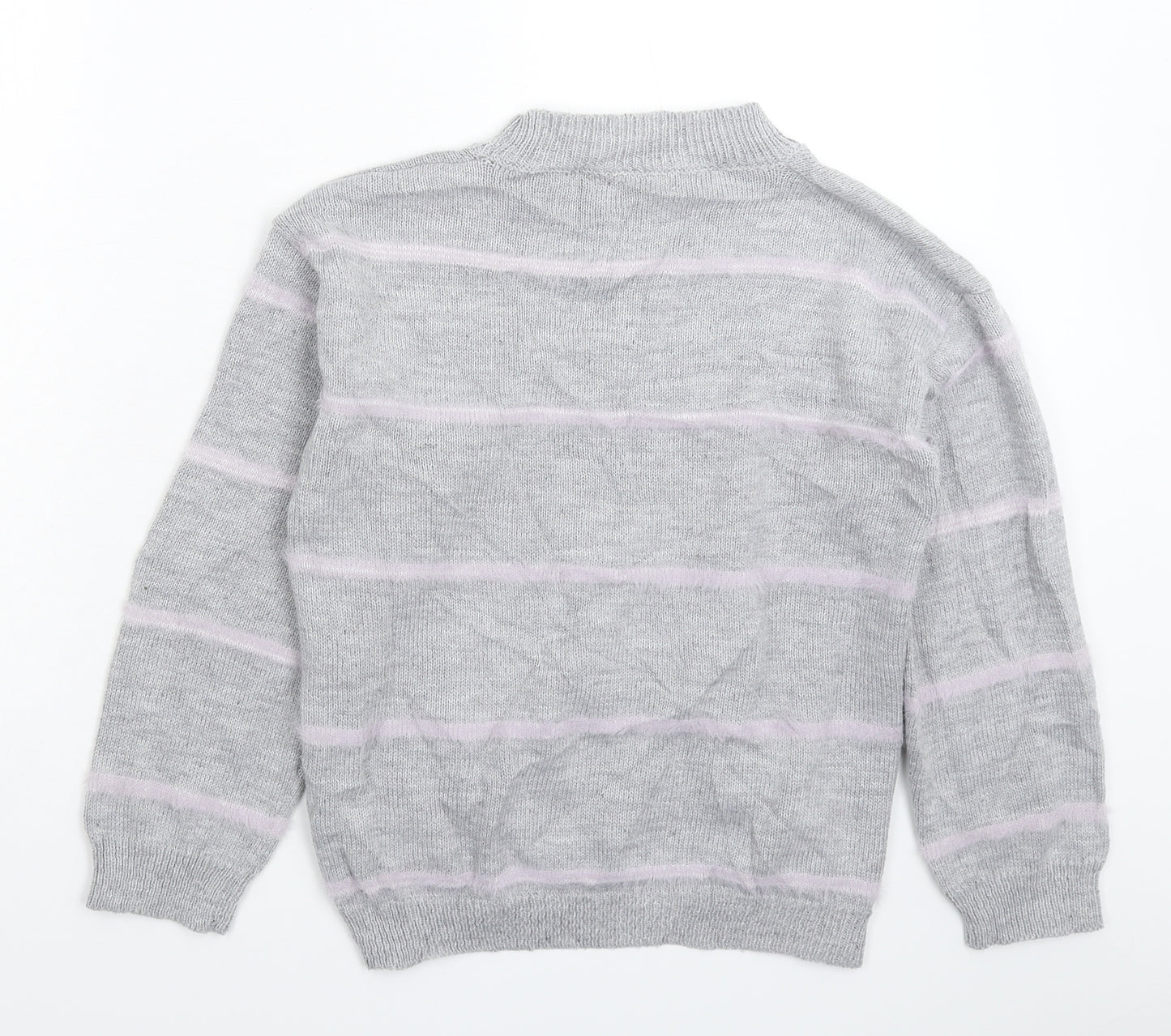 SheIn Womens Grey Striped Knit Pullover Jumper Size M