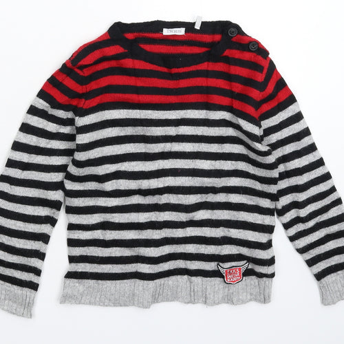 IKKS Boys Multicoloured Striped Knit Pullover Jumper Size 6 Years
