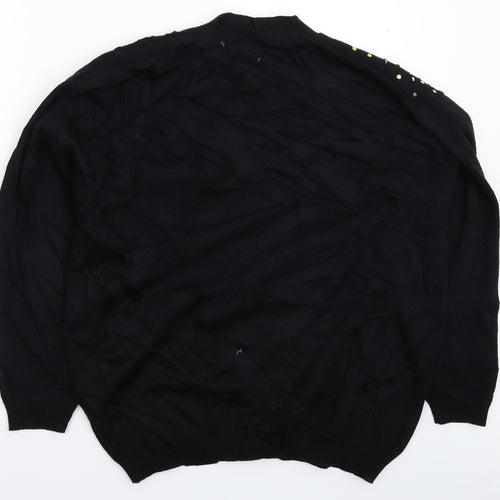 Benson Womens Black  Knit Cardigan Jumper One Size