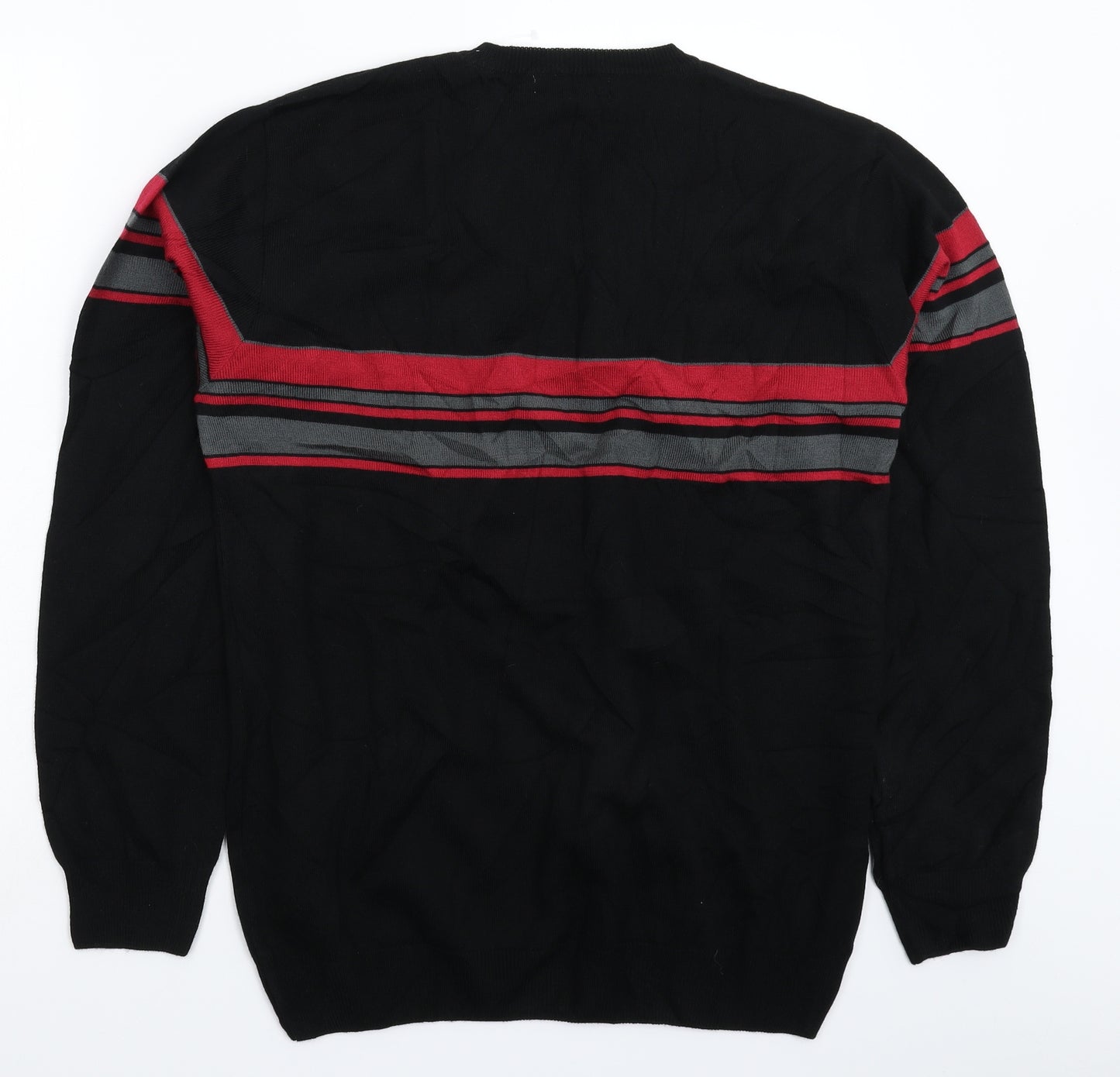 Twenty Mens Black Striped Knit Pullover Jumper Size 2XL