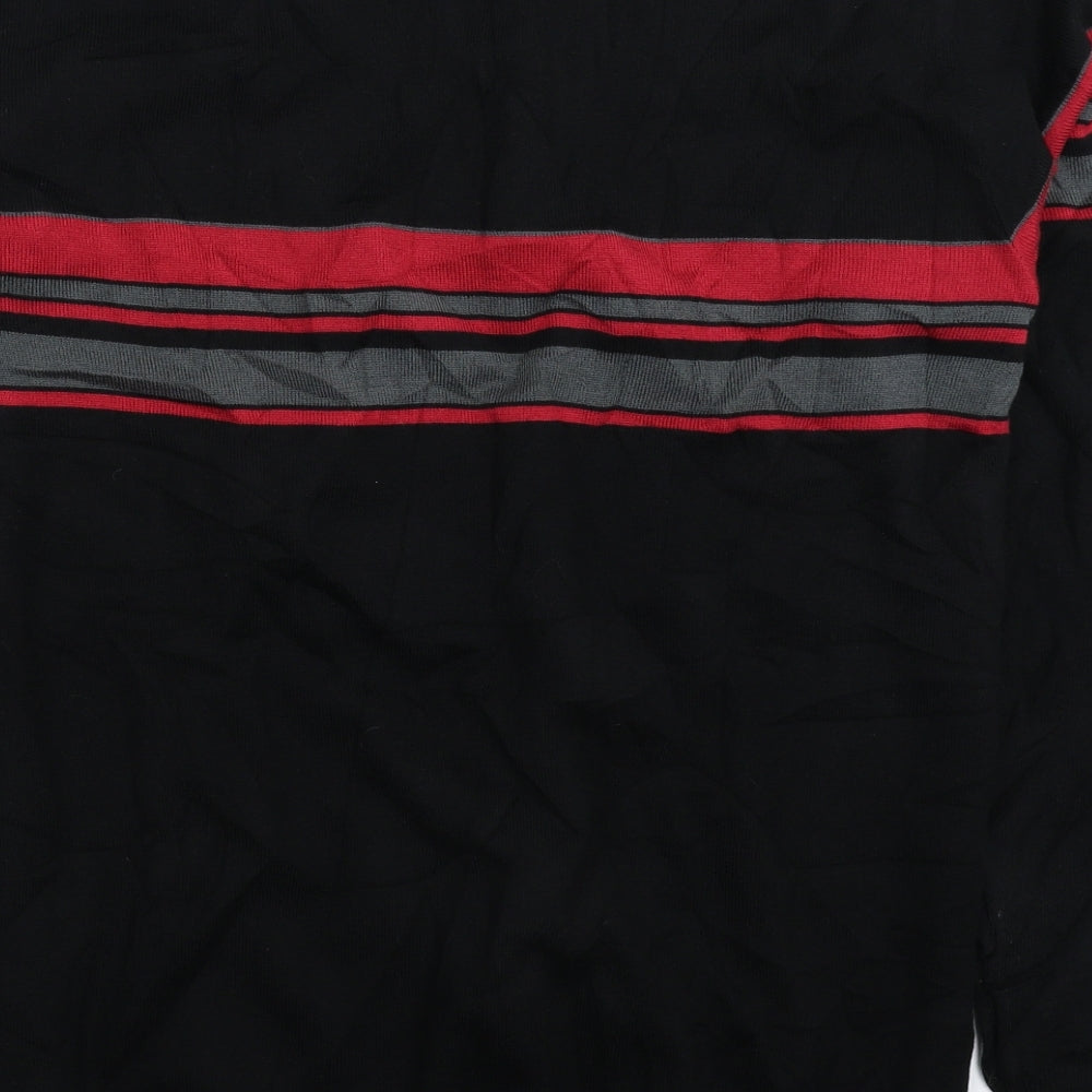 Twenty Mens Black Striped Knit Pullover Jumper Size 2XL