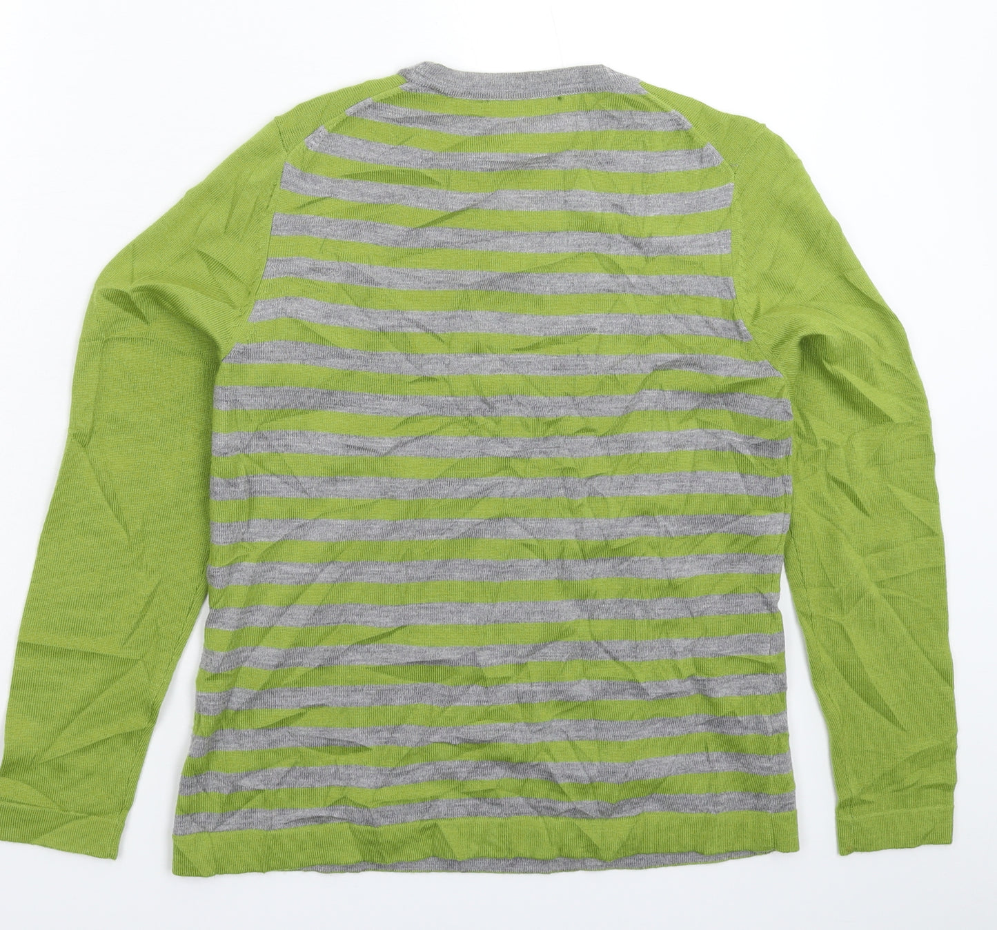 Viyella Womens Green Striped Knit Pullover Jumper Size M
