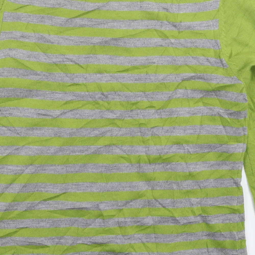 Viyella Womens Green Striped Knit Pullover Jumper Size M