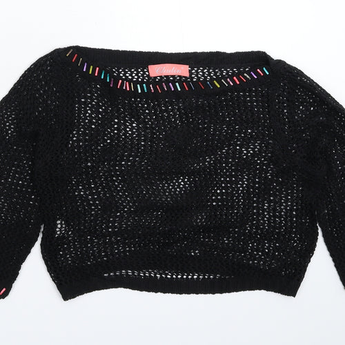 Chulin Womens Black  Knit Pullover Jumper Size S