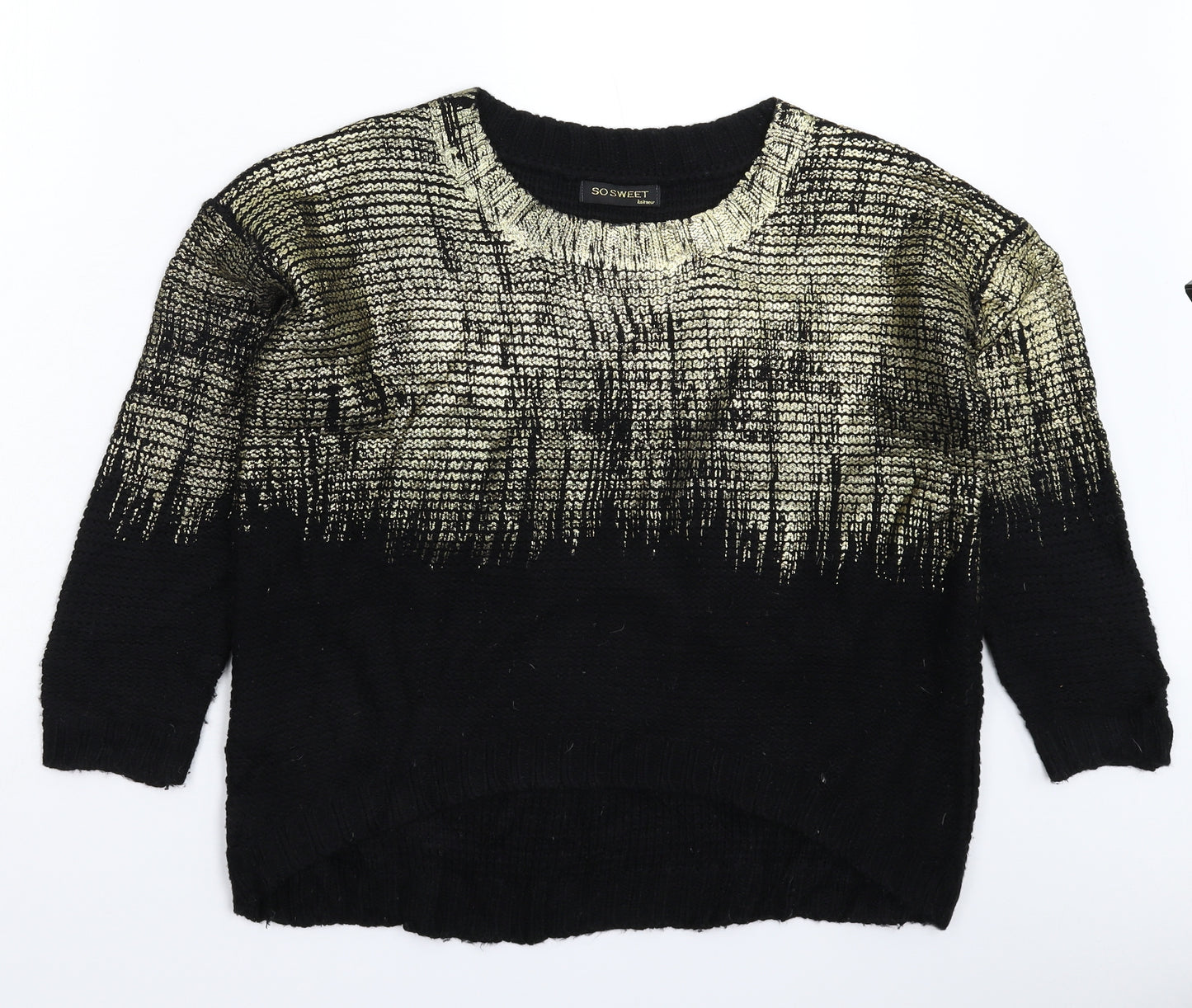 So Sweet Womens Black  Knit Pullover Jumper Size 2XL