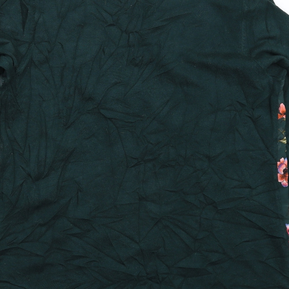 F&F Womens Green Floral Knit Pullover Jumper Size 6