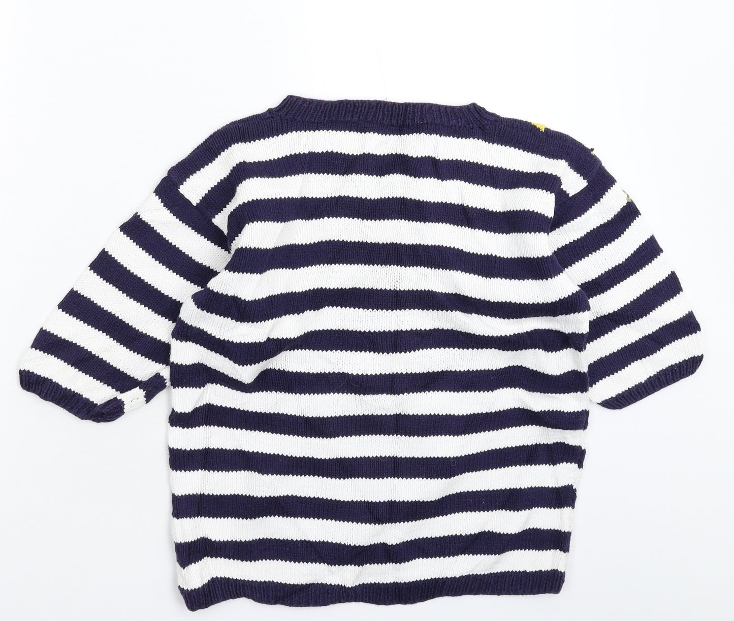 Alain Cannelle Womens Blue Striped Knit Pullover Jumper Size M