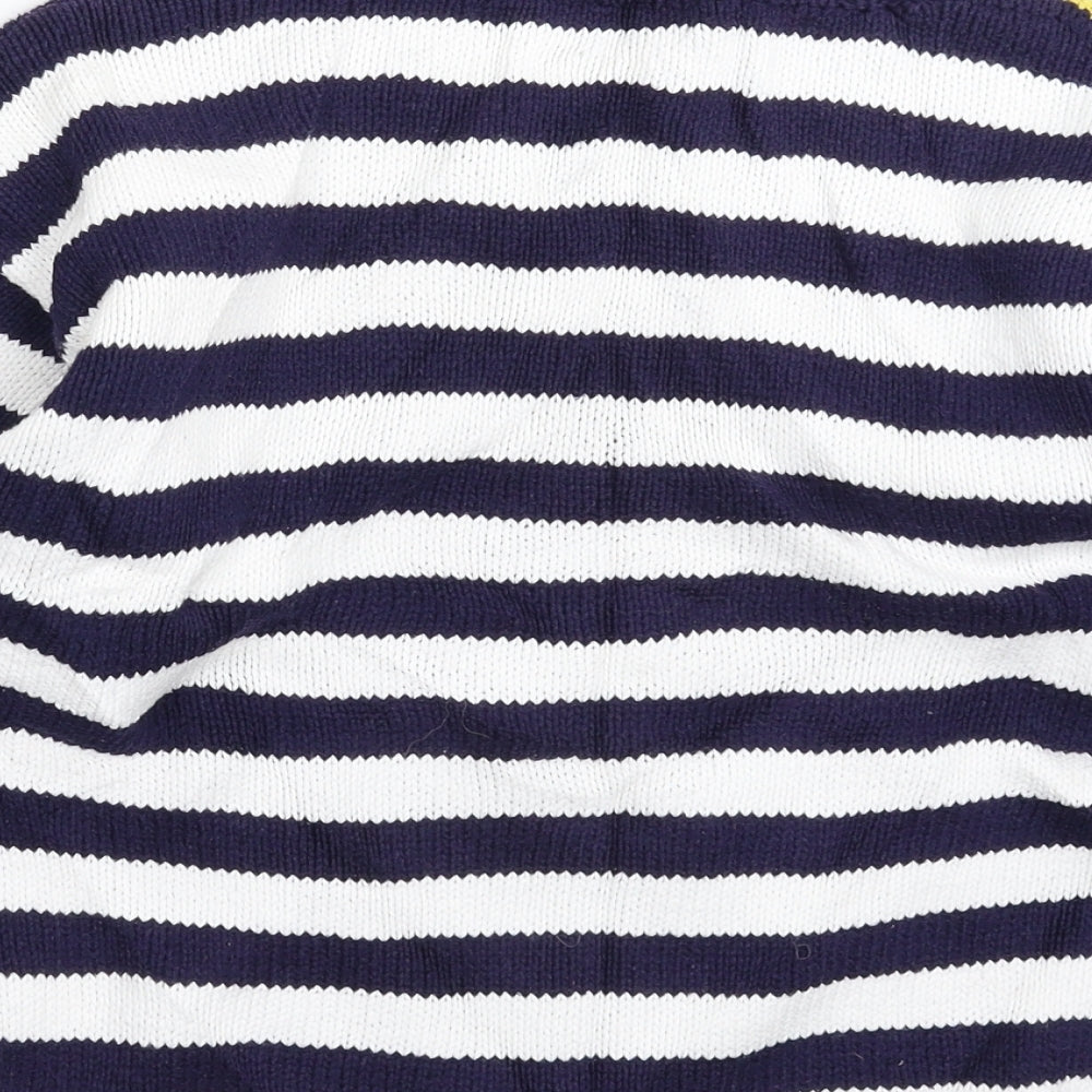 Alain Cannelle Womens Blue Striped Knit Pullover Jumper Size M