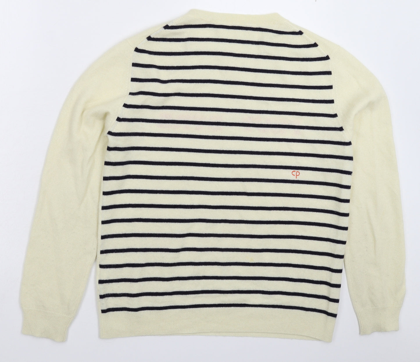 Chinti and Parker Womens White Striped Knit Pullover Jumper Size L