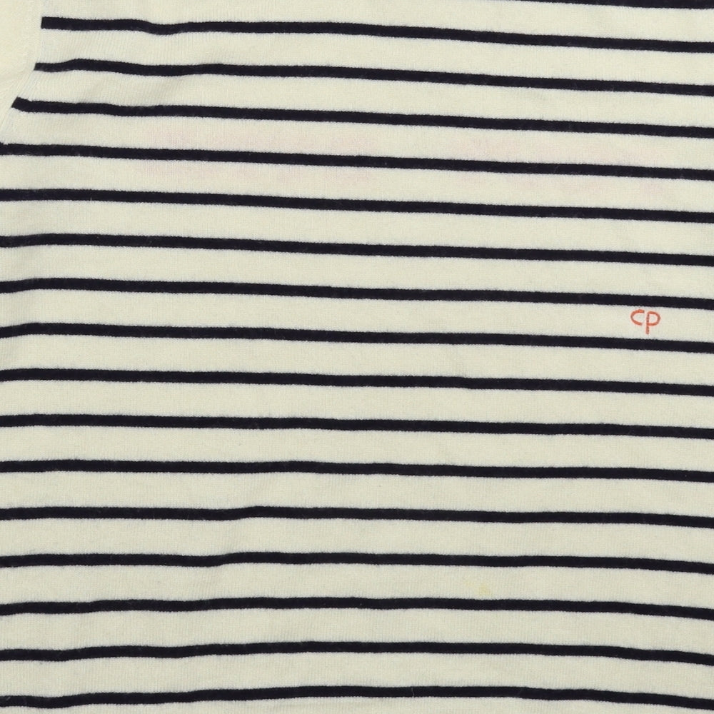 Chinti and Parker Womens White Striped Knit Pullover Jumper Size L